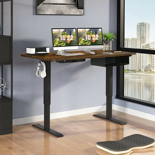 48-inch Electric Height Adjustable Standing Desk with Control Panel-Walnut-5