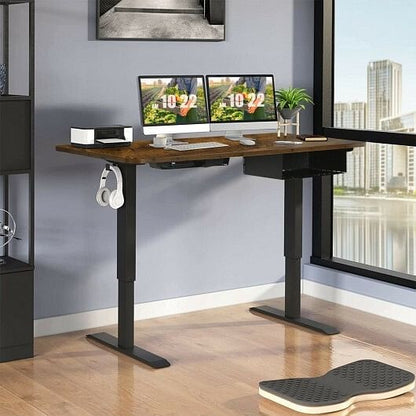 48-inch Electric Height Adjustable Standing Desk with Control Panel-Walnut-5