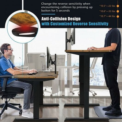 48-inch Electric Height Adjustable Standing Desk with Control Panel-Walnut-8