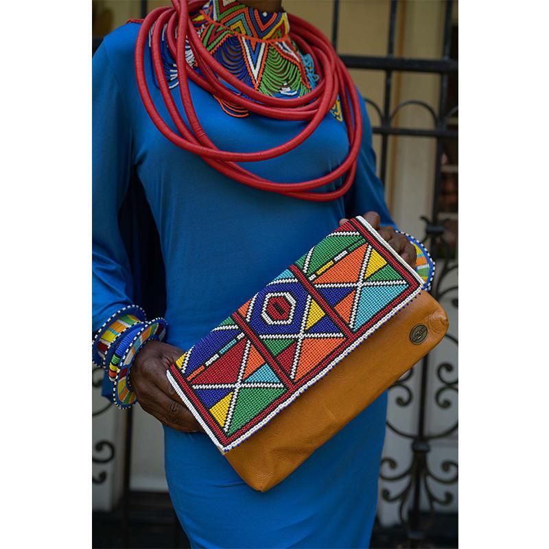 Karungi Beaded Leather Clutch 05-2