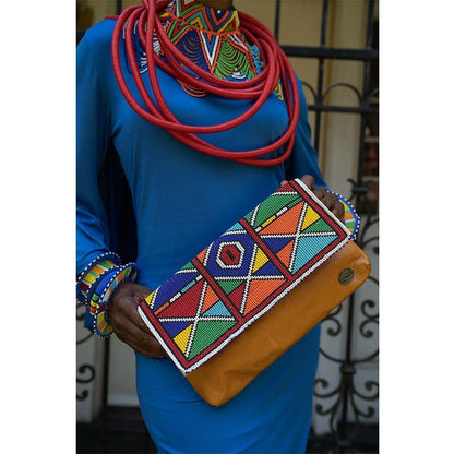 Karungi Beaded Leather Clutch 05-2