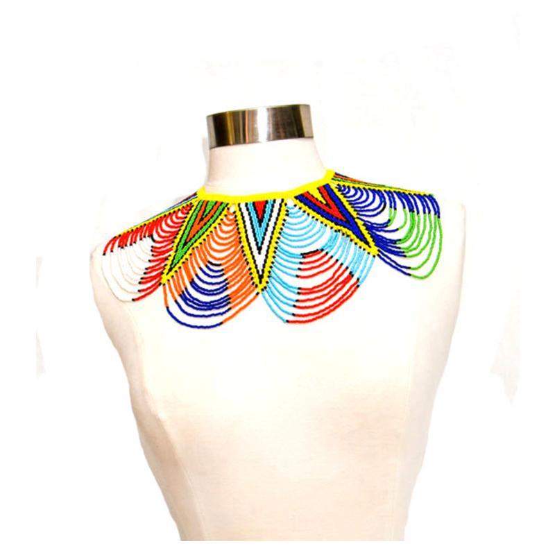 Kipepeo Long Beaded Bib Necklace 03-1