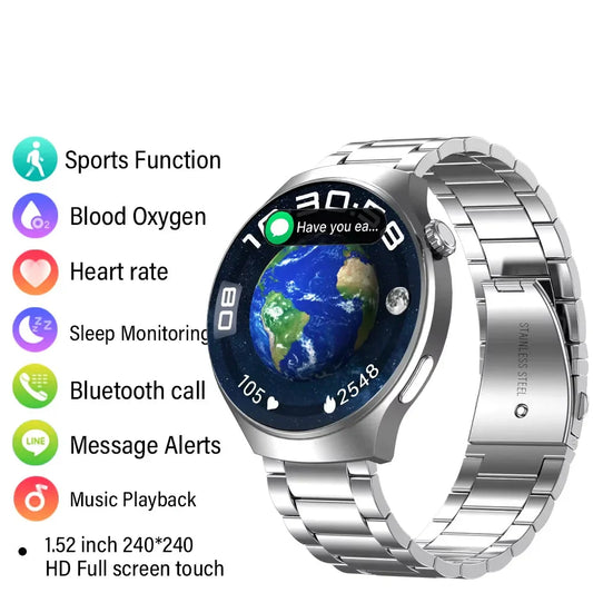 Bluetooth Smartwatch Men HD Sports Fitness (Silver)-1