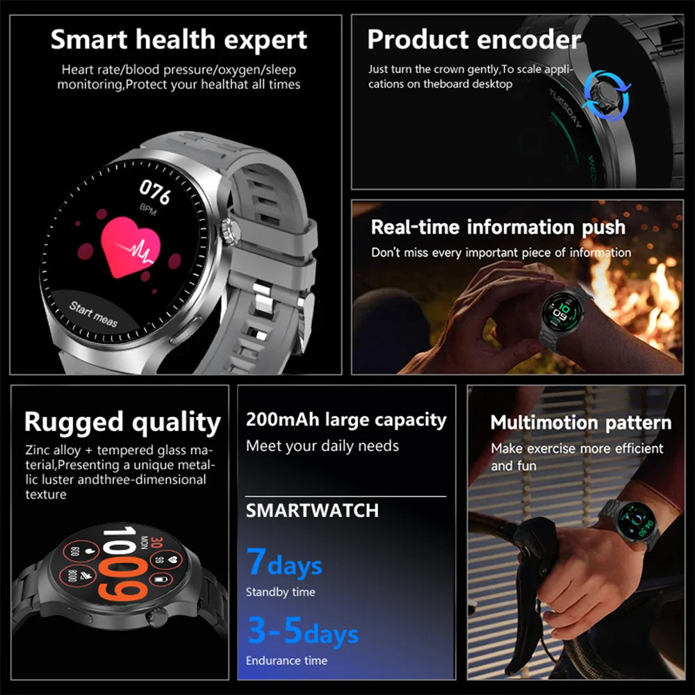 Bluetooth Smartwatch Men HD Sports Fitness (Silver)-3