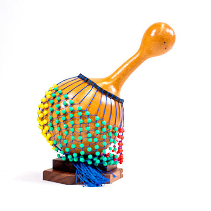 Ghanian Beaded Shekere Gourd Shaker - Large
