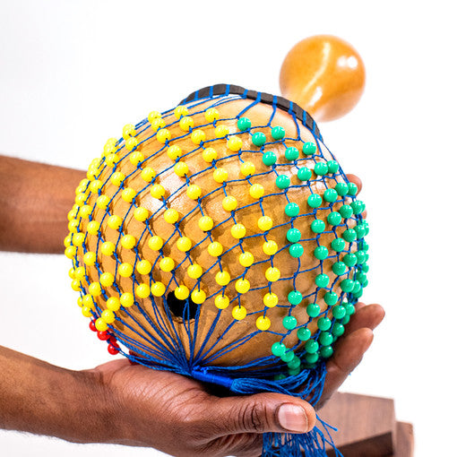 Ghanian Beaded Shekere Gourd Shaker - Large