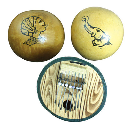 Premium Senegal Kalimba-Gourd Thumb Piano - Round