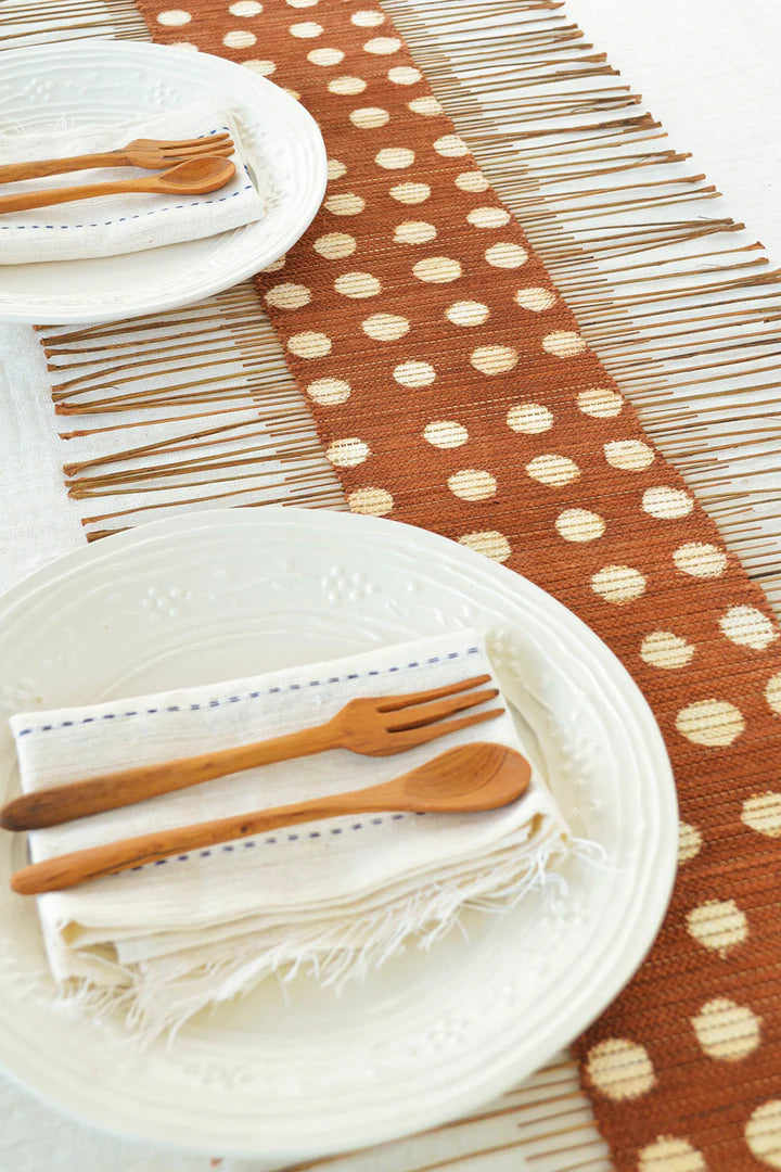 Brown and White Polka Dot Twig Runner Set of 3