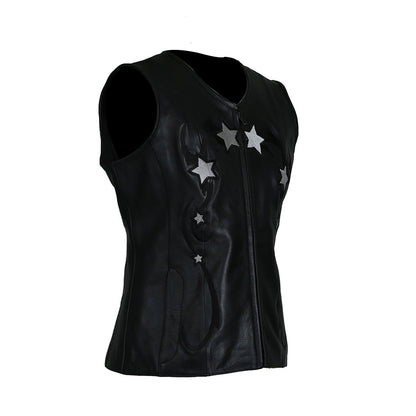 MKL - Charming Star Women's Leather Motorcycle Vest-1