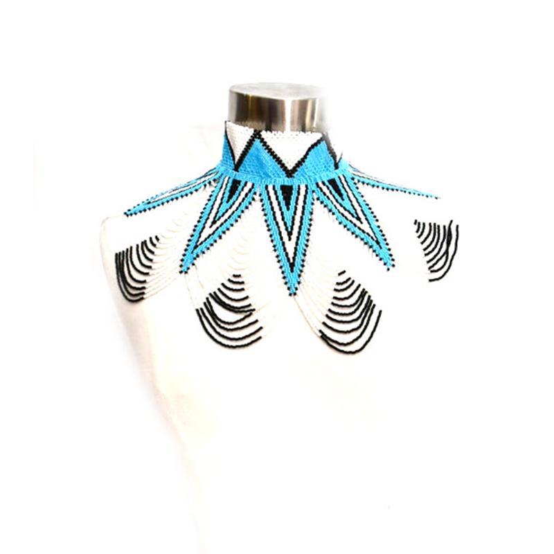 Mawe long Beaded Bib Necklace 03-0