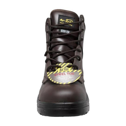 Men's 6" Brown Steel Toe Work Leather Boots-4
