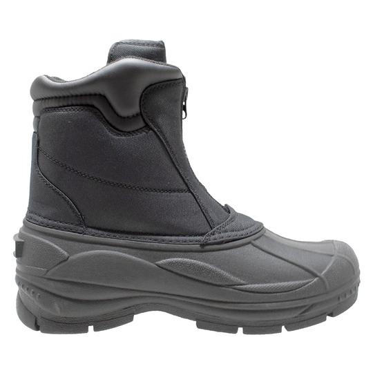 Mens Black Nylon Zipper Winter Leather Boots-4