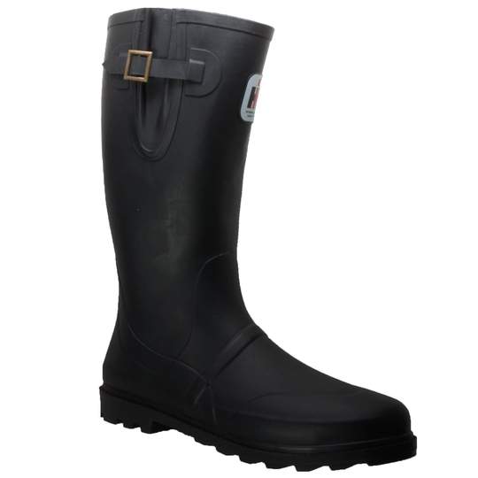 Men's Expandable Calf Rubber Boot Black Leather Boots-1
