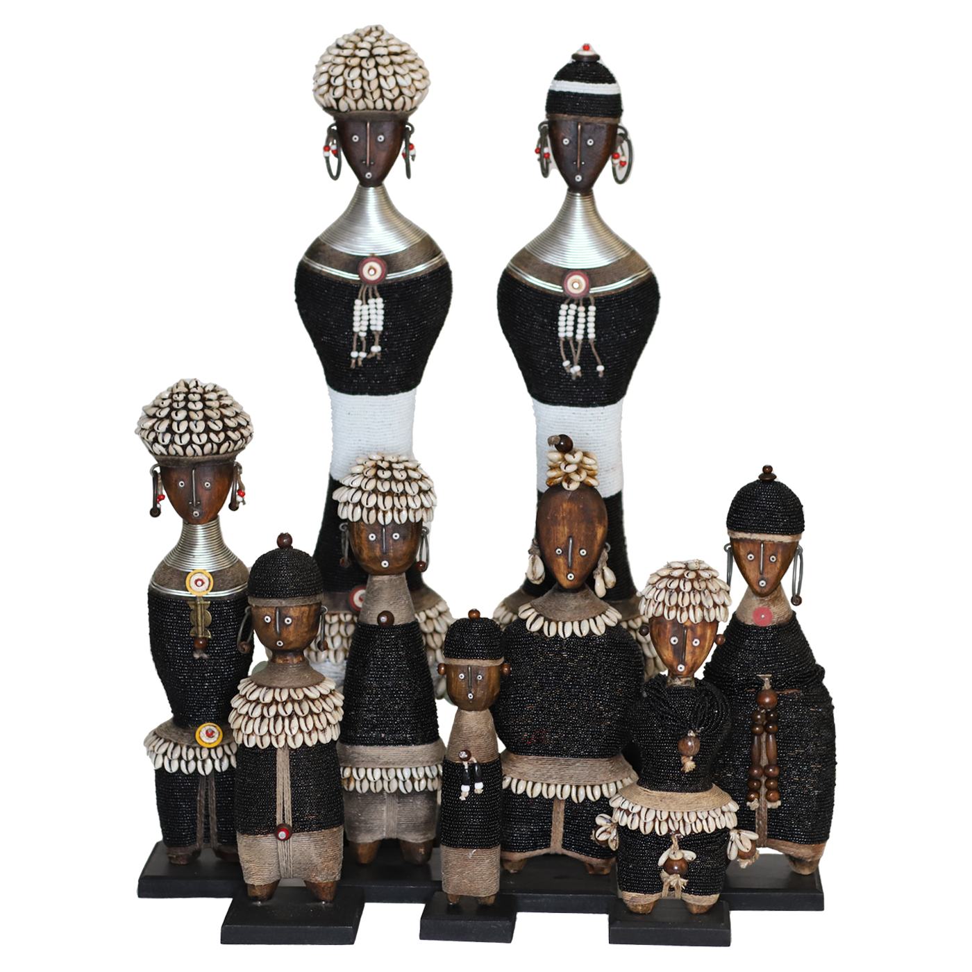 Beaded Namji Doll Black & White Family 01-0