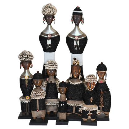Beaded Namji Doll Black & White Family 01-0