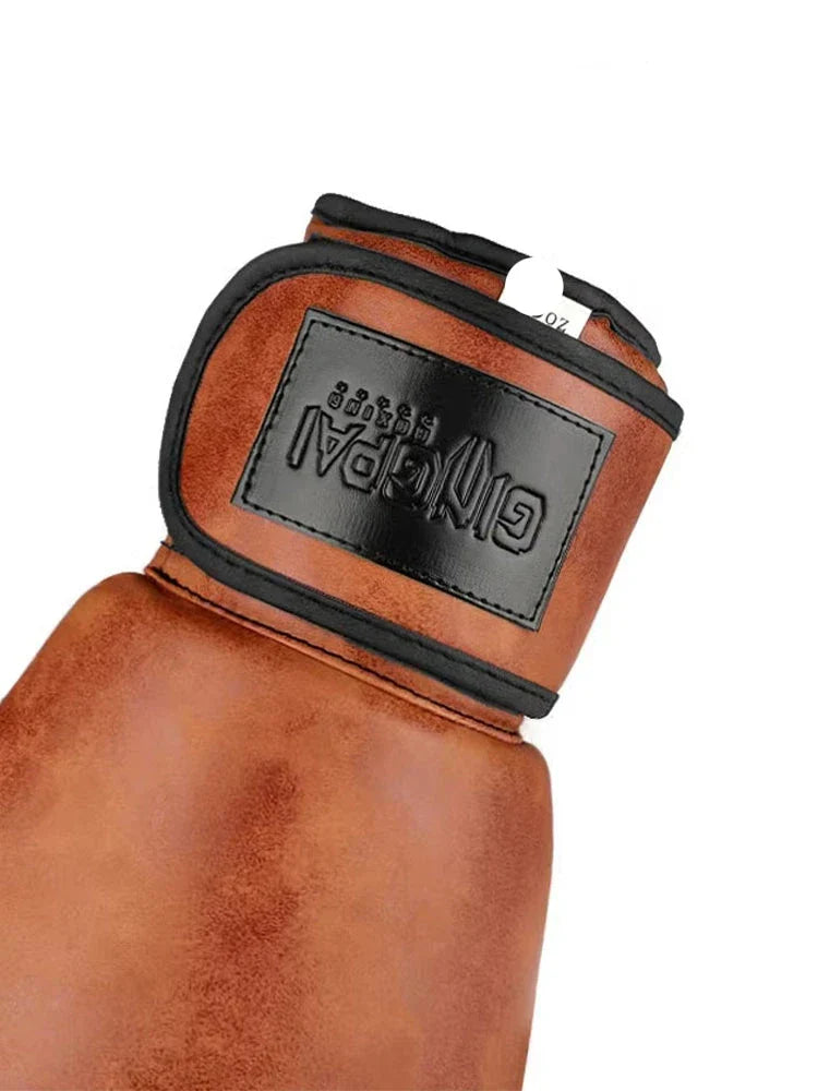 12oz Brown Leather Boxing Gloves for Sparring-3