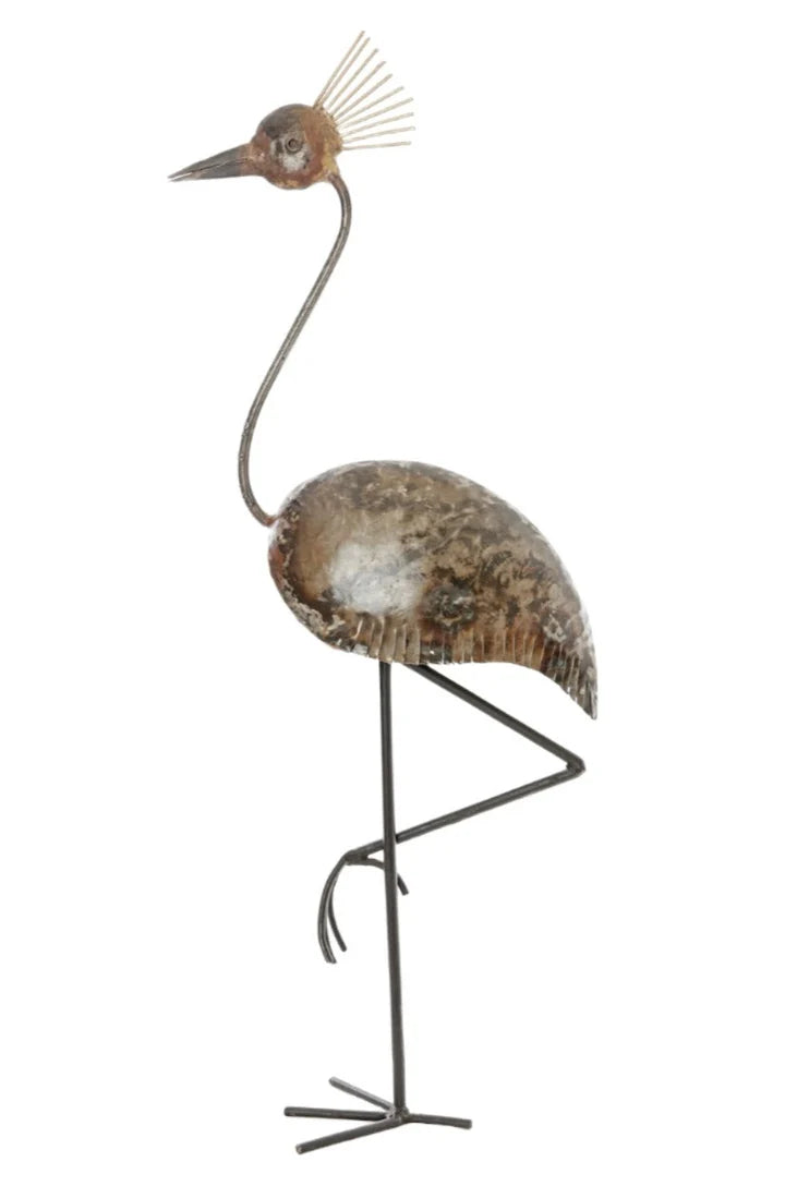3 Large Recycled Metal Crested Crane