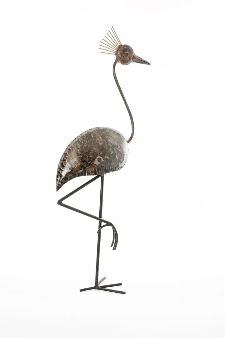 3 Large Recycled Metal Crested Crane