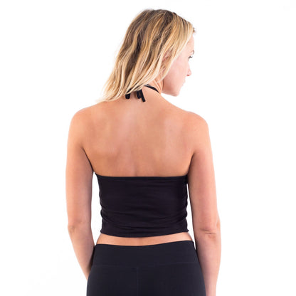 6026 - Women's Cropped Neck-Tie Halter Top-2