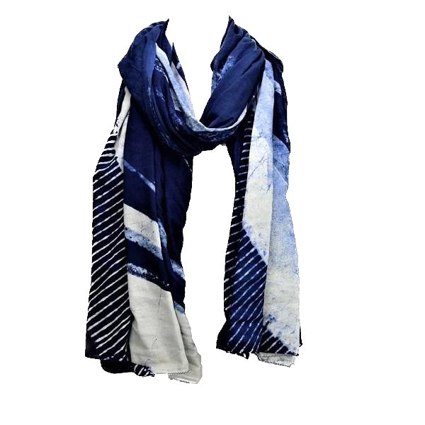 Serenity Indigo handprinted scarf-0