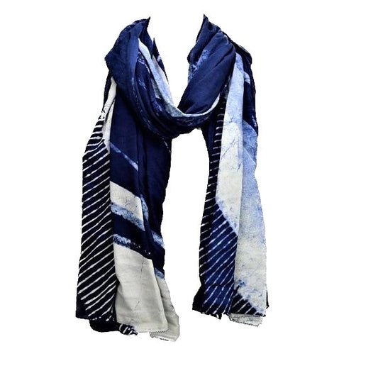Serenity Indigo handprinted scarf-0