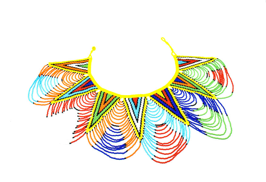 Kipepeo Long Beaded Bib Necklace 03-0