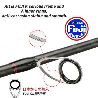 Inshore Squid Fishing Rod 2.59m Carbon Fast Action Rod Black-2