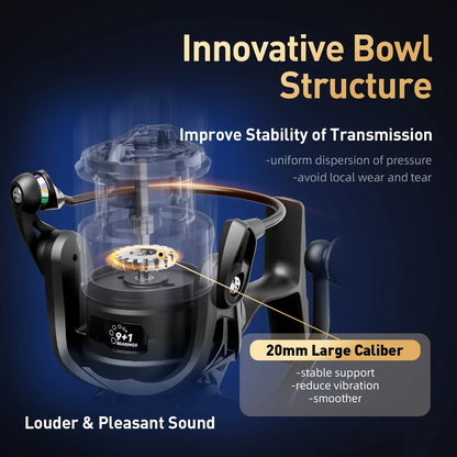 5000 Series Spinning Fishing Reel with Carbon Drag System Black-1