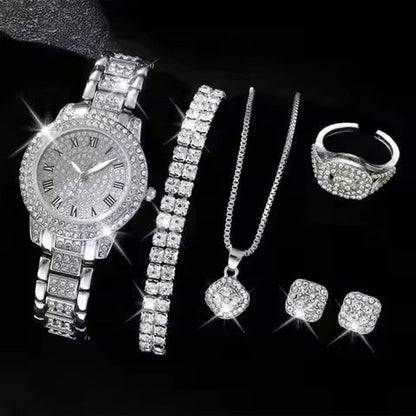 Roman Dial Women's Luxury Quartz Watch Set-1