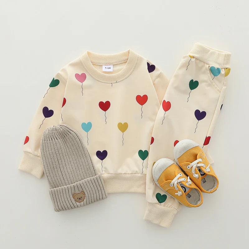 Cotton tracksuit set 2 pcs sweatshirt and trousers for Children Hearts-0