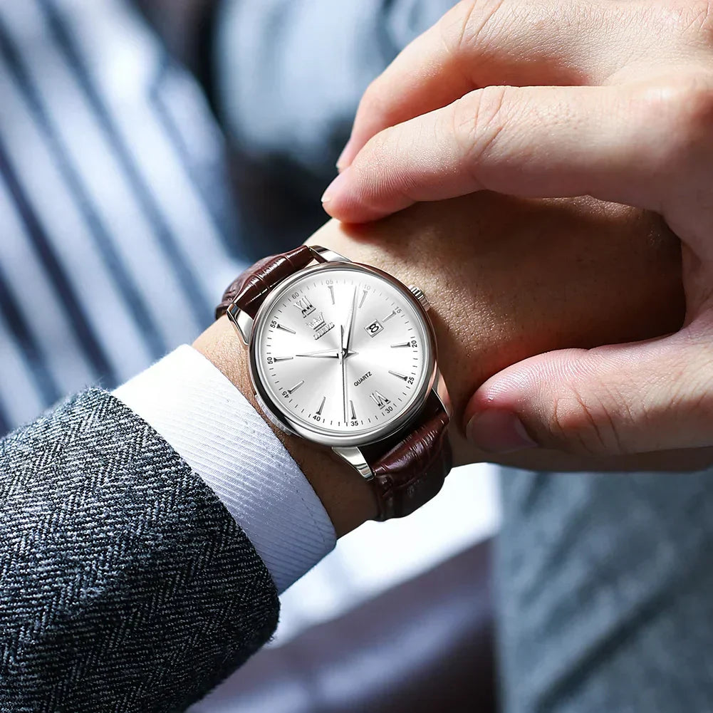 Classic Luxury Men's Leather Quartz Watch-2