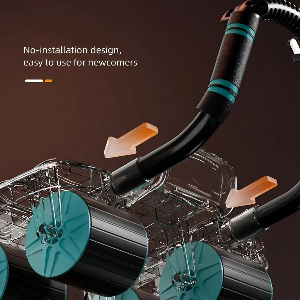 Six-Wheel Abdominal Exercise Roller Automatic Rebound Black-2