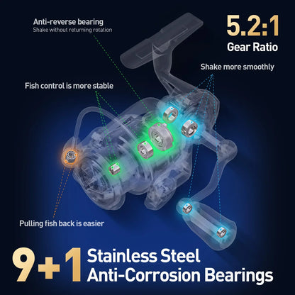 5000 Series Spinning Fishing Reel with Carbon Drag System Black-3