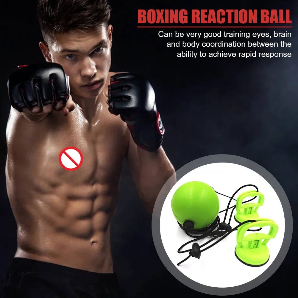 Adjustable Suction Cup Boxing Reflex Ball Speed Training Green-3