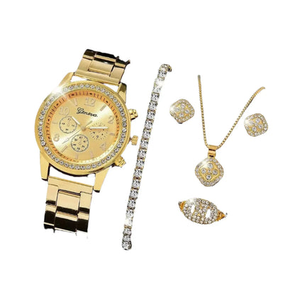 Women’s Luxury Gold Watch Jewelry Set (5PCS)-1