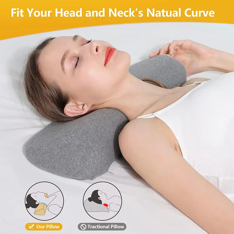 Memory Foam Cervical Pillow Orthopedic Contour Support Grey-2
