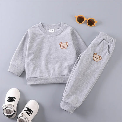 Cotton tracksuit set 2 pcs sweatshirt and trousers for Little Bear children-5