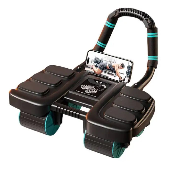 Six-Wheel Abdominal Exercise Roller Automatic Rebound Black-0