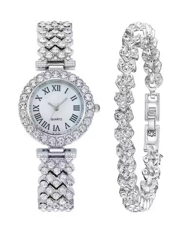Roman Dial Women's Luxury Quartz Watch Set-0