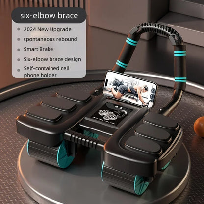 Six-Wheel Abdominal Exercise Roller Automatic Rebound Black-1