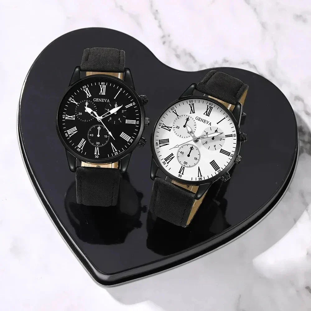 Couple Leather Quartz Watches Set-2