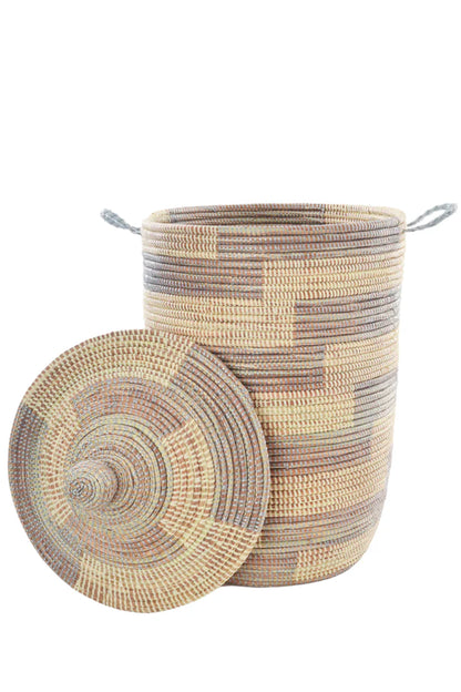 2 Silver & Cream Stairstep Hamper Basket from Senegal