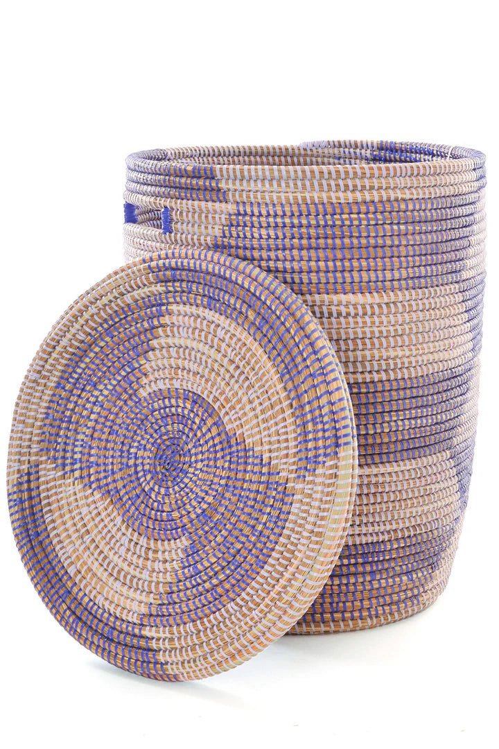 3 Lavender & Purple Herringbone Flat Lid Hamper Basket