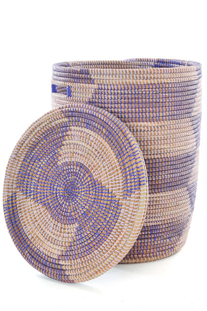 3 Lavender & Purple Herringbone Flat Lid Hamper Basket
