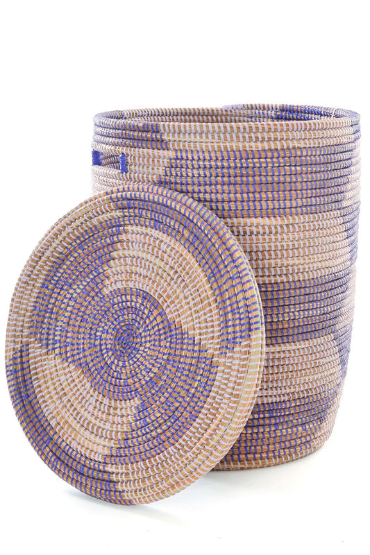 3 Lavender & Purple Herringbone Flat Lid Hamper Basket
