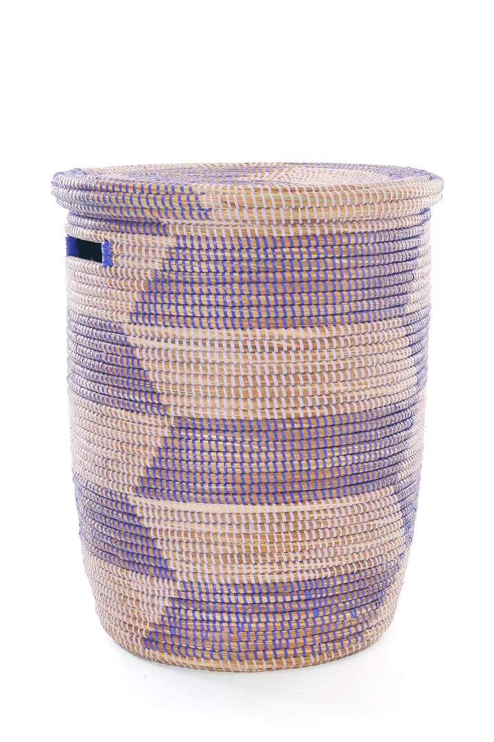 3 Lavender & Purple Herringbone Flat Lid Hamper Basket