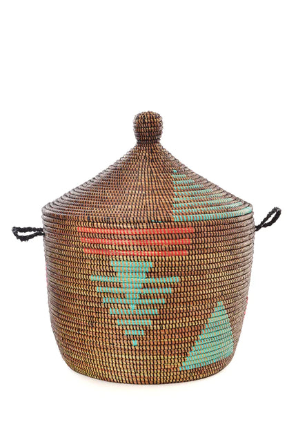 Red and Aqua Tribal Design Basket Set of (3 Baskets)