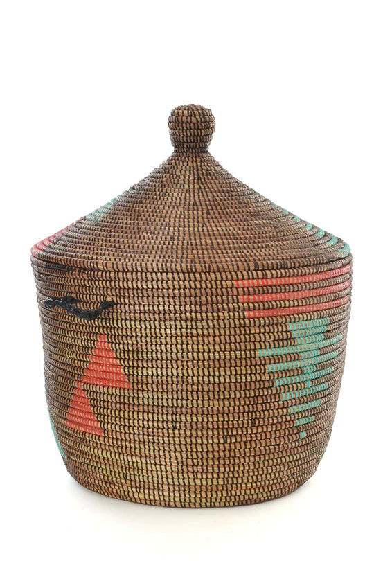 Red and Aqua Tribal Design Basket Set of (3 Baskets)