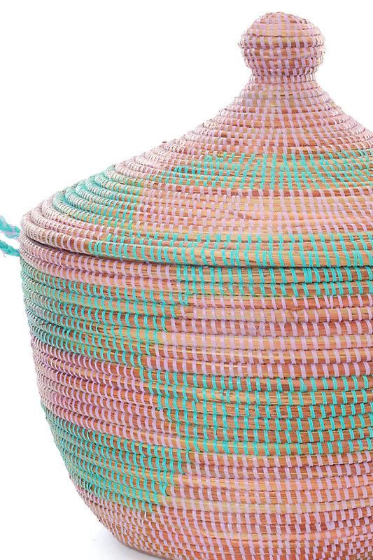 Aqua & Lavender Herringbone Tribal Basket Set of (3 Baskets)