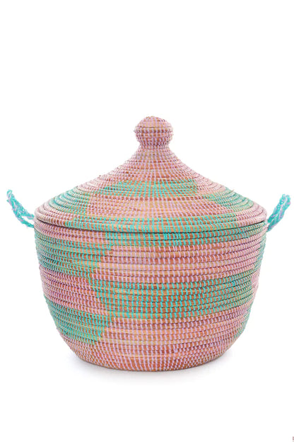 Aqua & Lavender Herringbone Tribal Basket Set of (3 Baskets)